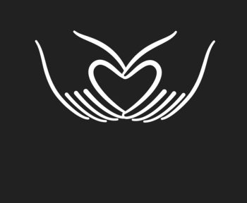 Heart Hands Icon on Black and White Vector Backgrounds