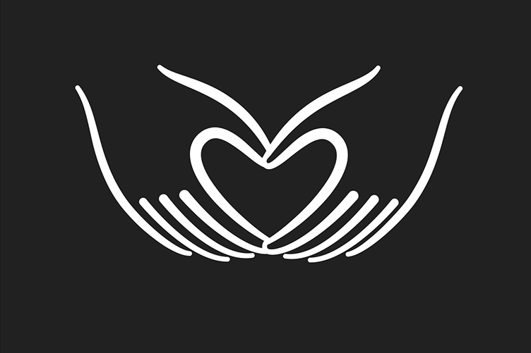 Heart Hands Icon on black background