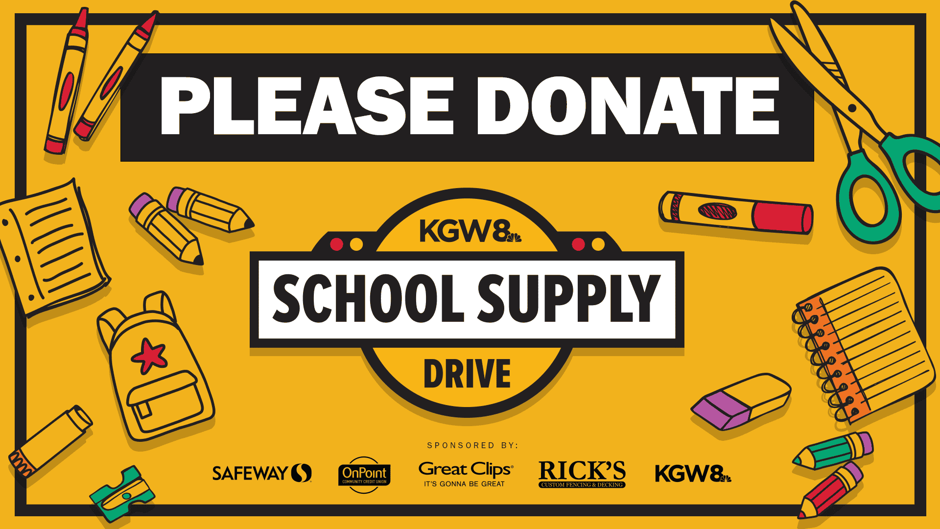 2026 School Supply Drive KGW Onpoint donate