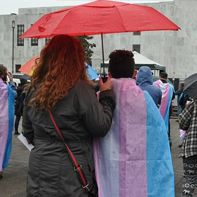 Mother and Child protesting at Oregon State Capital in support of Oregon Basic Rights