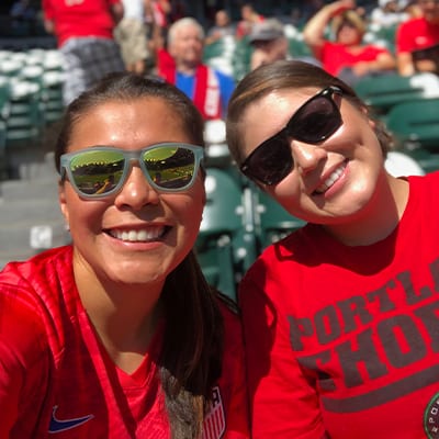 Yasmin Arenas with her sister at the Portland Thorns match