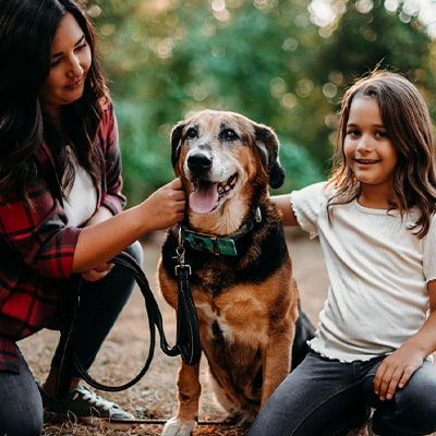 Family portrait with dog