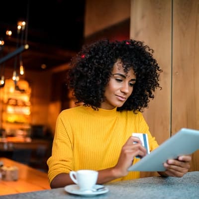 woman drinking coffee