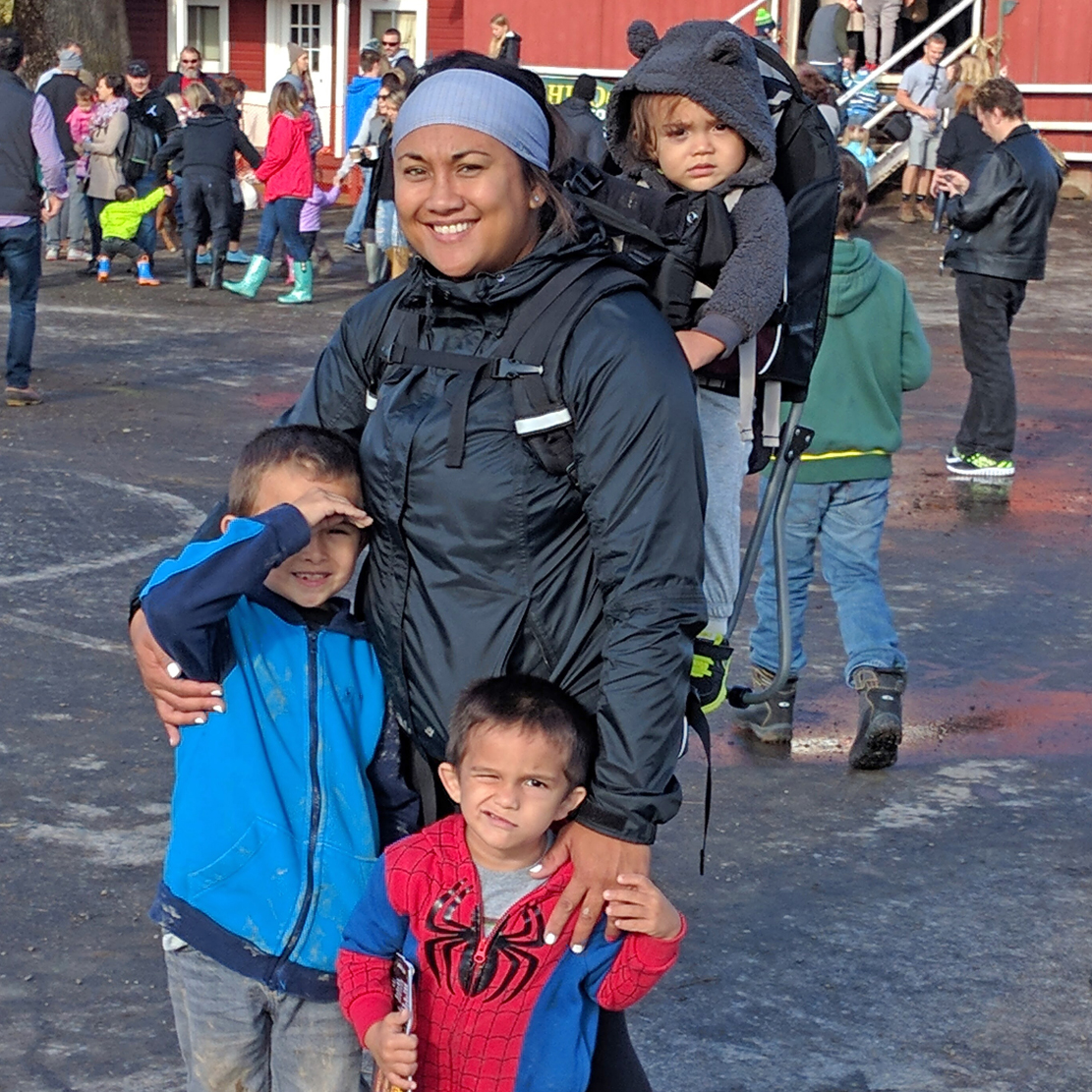 CiJay Koler with her boys at the pumpkin farm
