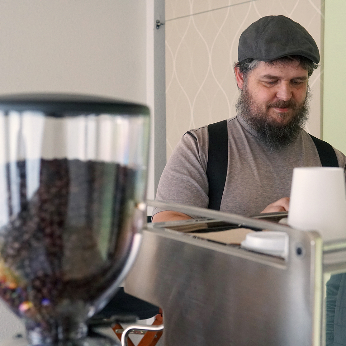 Rocky Butte Business Spotlight_Bryan roasting coffee