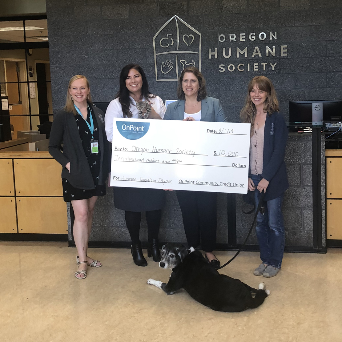 Support for Oregon Humane Society's Student Education Program_check presentation