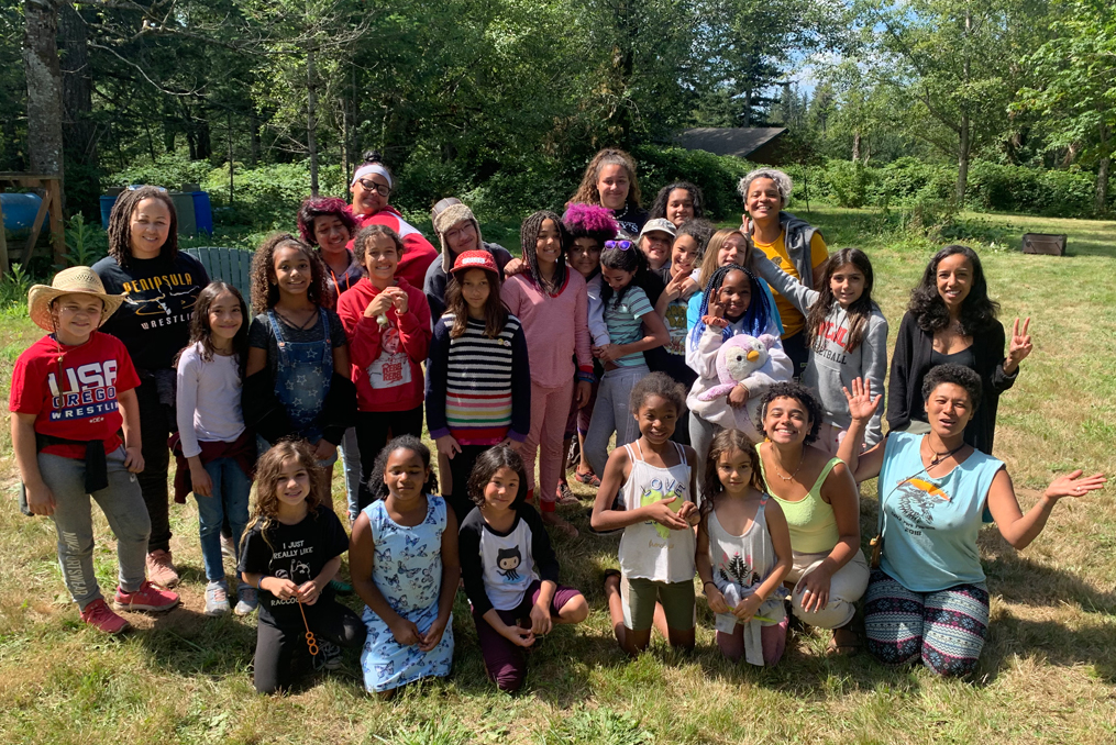 Brown Girl Rise Group of powerful young women at camp