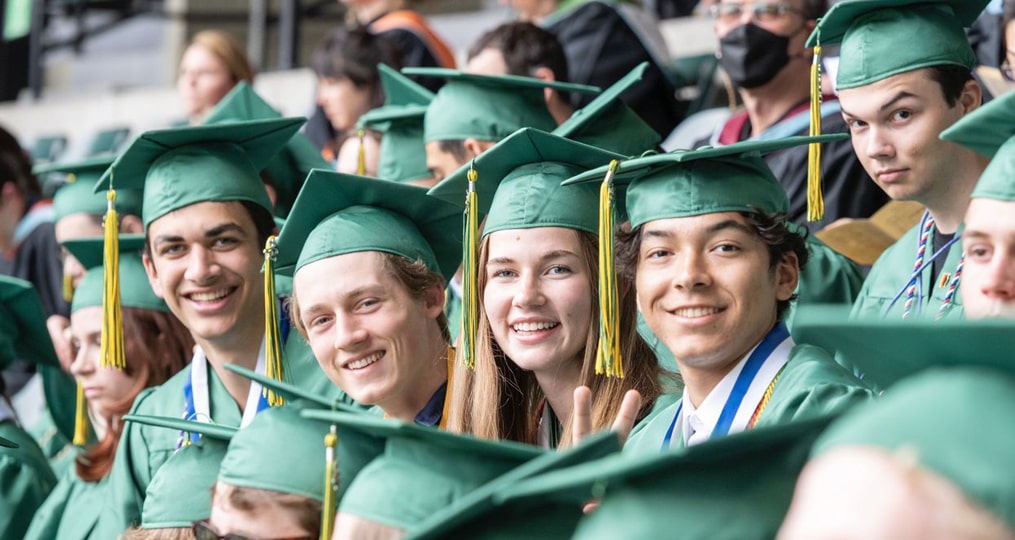 Stella Blaha, center, graduated from Cleveland High School this spring with an International Baccalaureate diploma