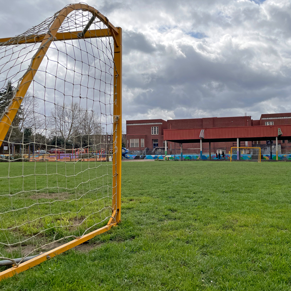 Grout Elementary’s Improved Field Cultivates Healthy Students and Community-grout field behind soccer goals