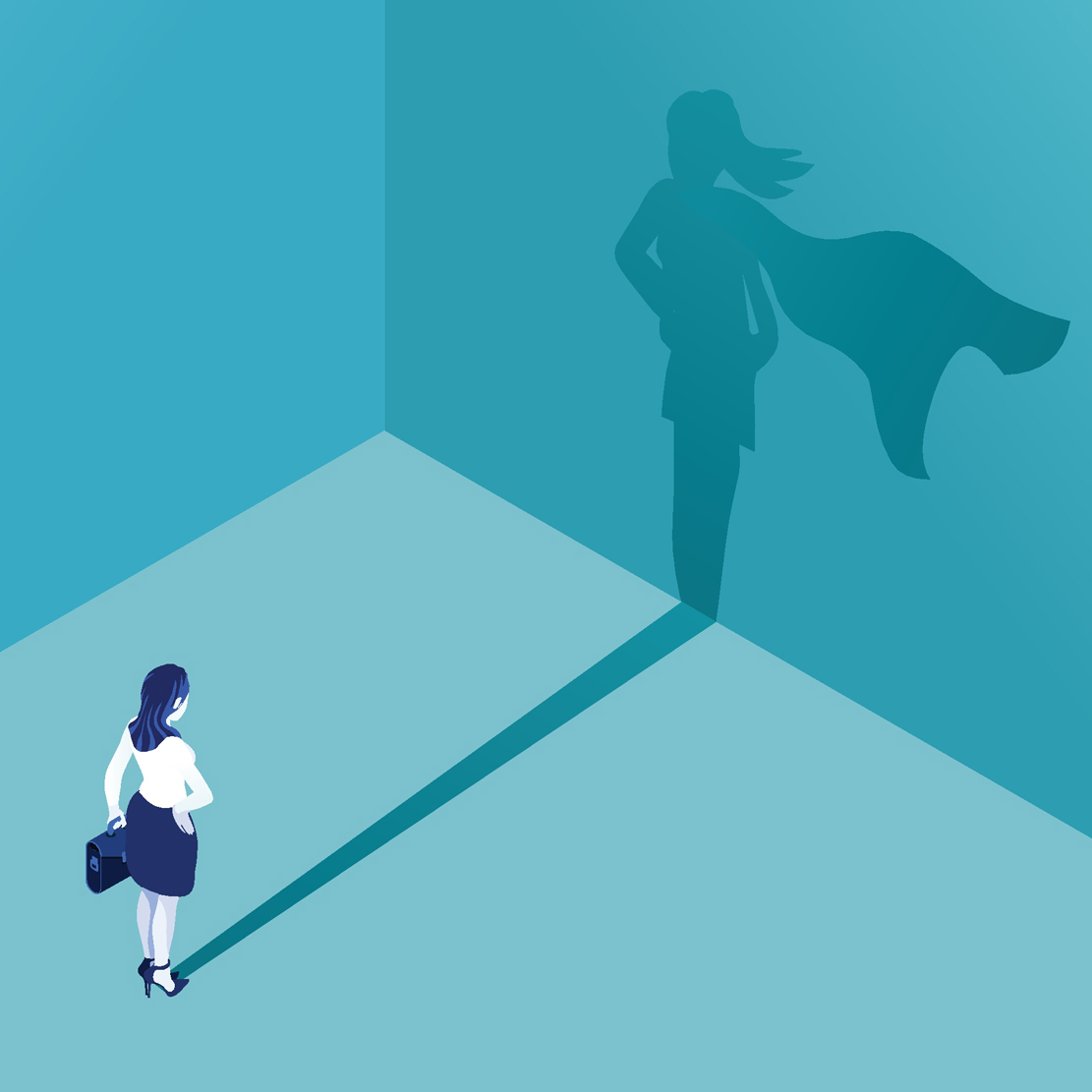 Accelerated Platform Training program creating super employees illustrated professional casting a super hero shadow