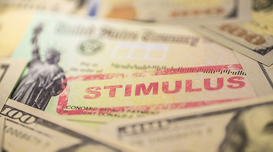 A photo of the economic stimulus check that was sent to US citizens during the covid-19/coronavirus quarantine