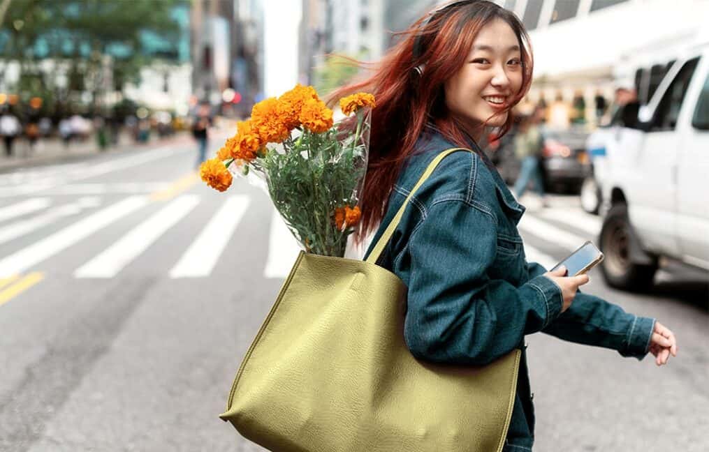 walking-on-the-street-with-flowers