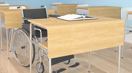 Desk accessible for students with wheelchair