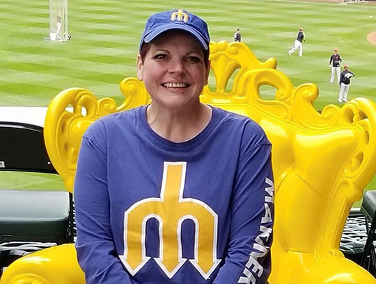 Photo of 2020 Teachers Rock winner, Jodi Gelder, taken at a Seattle Mariners game.