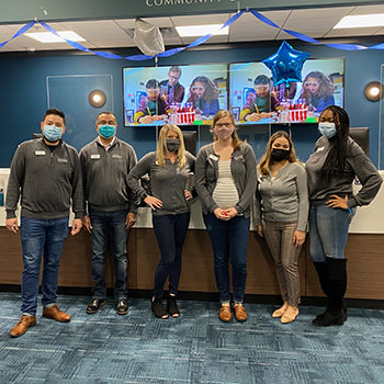 East Gresham branch staff celebrate their first day opening.