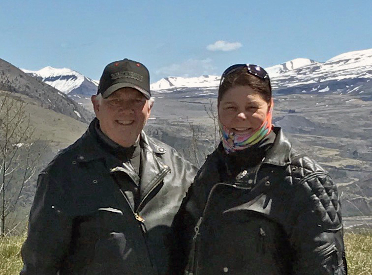 Elizabeth and Ron out on a motorcycle ride