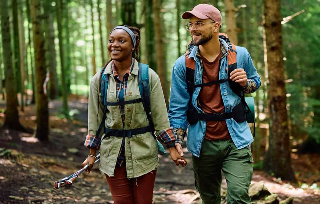 Couple hiking in the forest