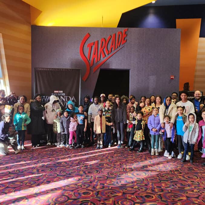 Group photo of children and kids after watching am movie