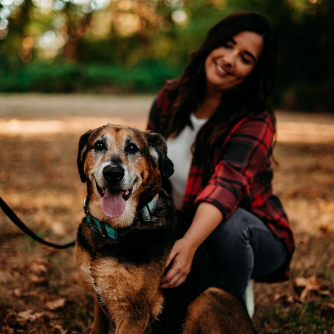 Portrait of Sarah with her dog
