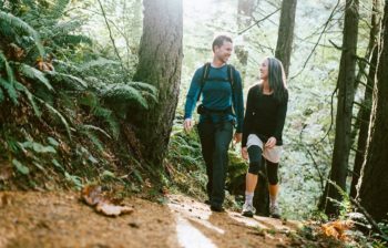 Fit Mature Adults on Forest Hike