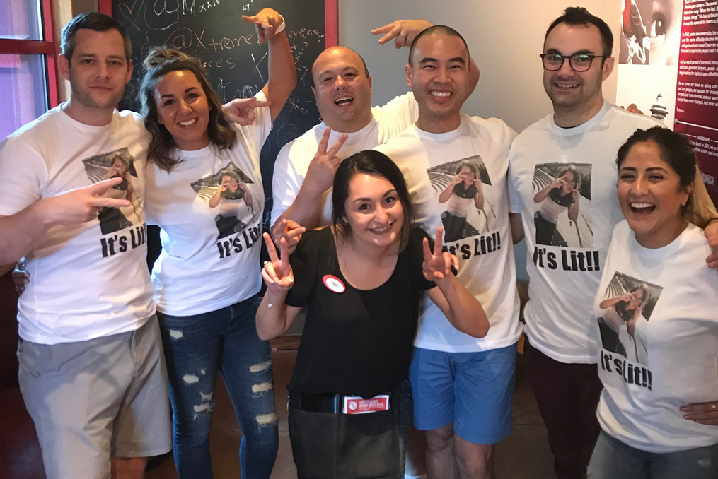 Isabel Lara_Employee Spotlight OnPoint team visiting Isabel at Red Robin
