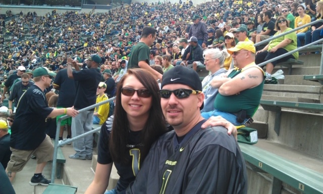 Kayley and husband at Oregon Ducks game