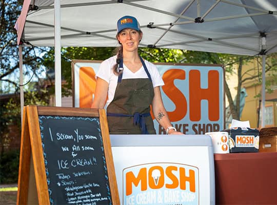 Mosh ice cream onpoint business banking owner of mosh standing in front of business