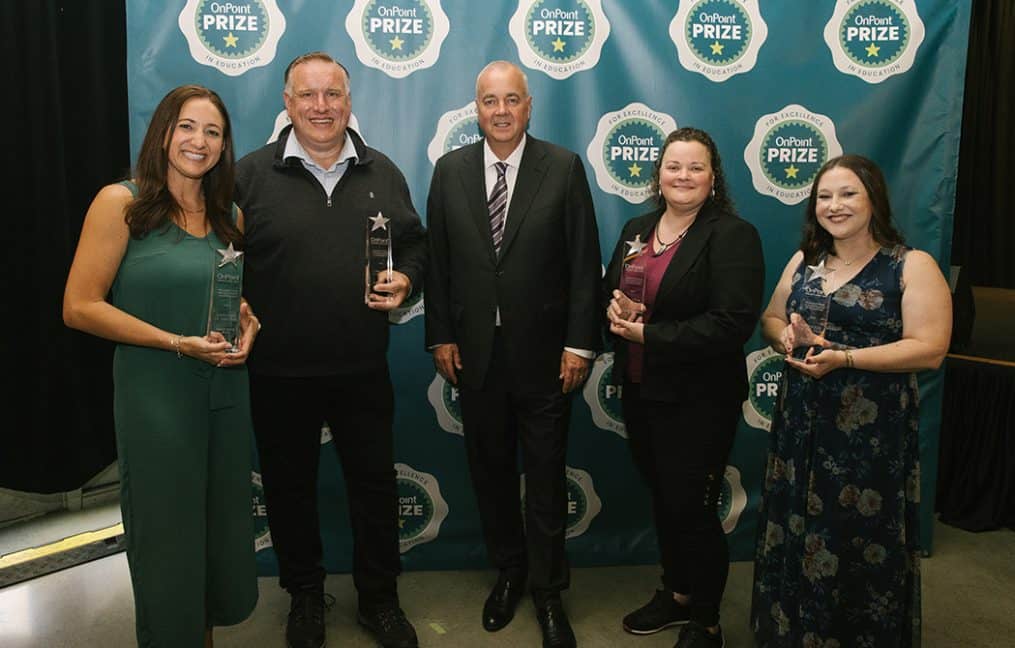 onpoint prize educator of the year 2026 winners with rob stuart