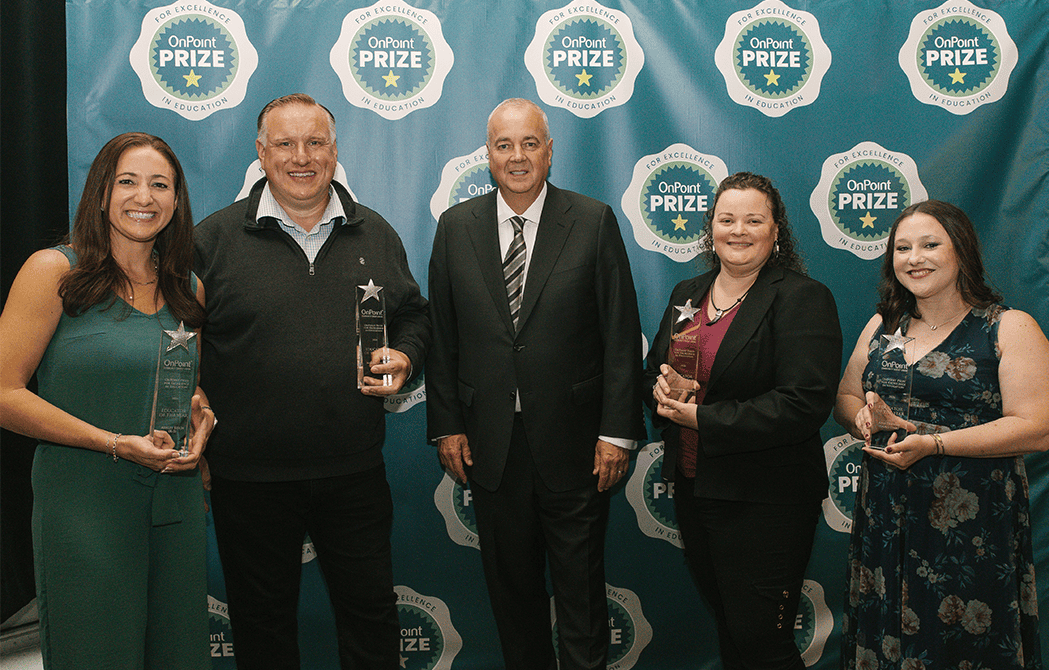 onpoint prize educator of the year 2026 winners with rob stuart
