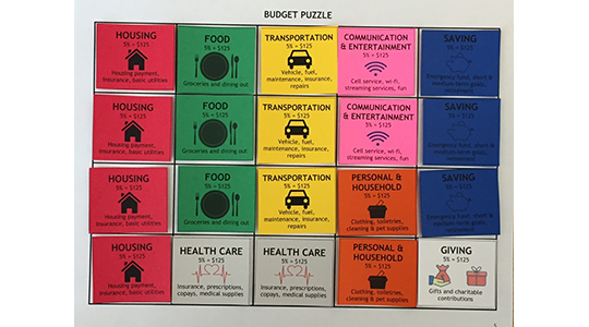 Image of game cards for learning personal finance