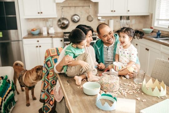 family enjoying breakfast together