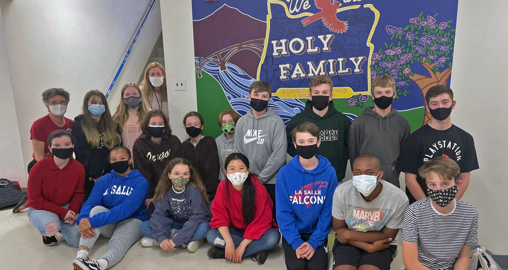 DEI woven into the fabric of Holy Family Catholic School-we are holy family group photo at school