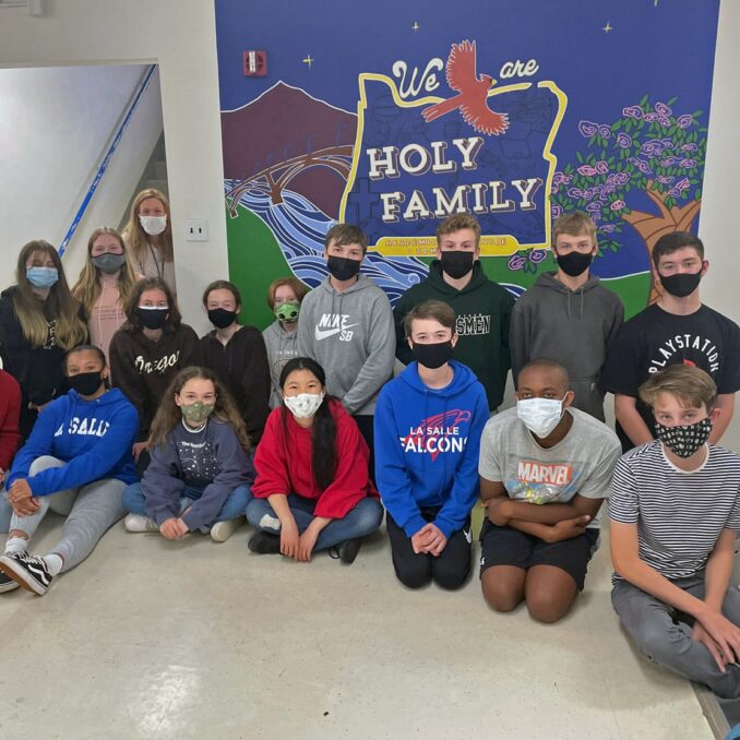 DEI woven into the fabric of Holy Family Catholic School-we are holy family group photo at school