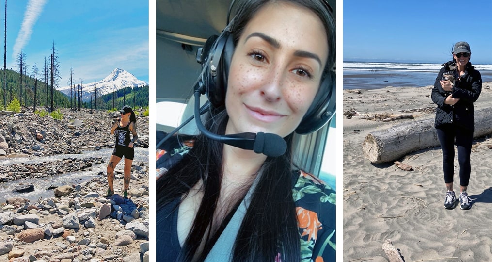 Employee Spotlight with Kelsey Modun-image montage of Kelsey-hiking-flying a plane-visiting the oregon coast