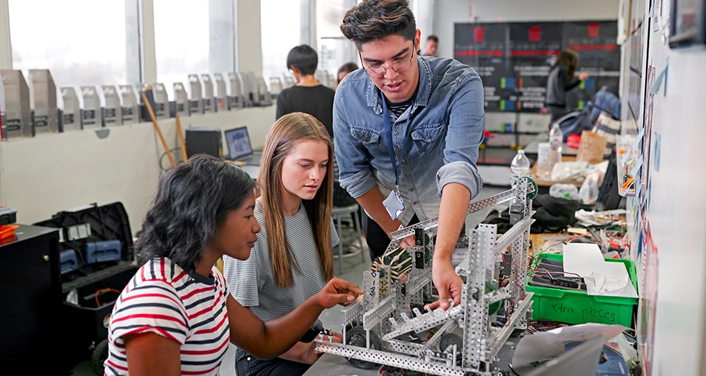 community builder award-group of students working on a project