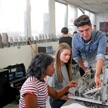 community builder award-group of students working on a project