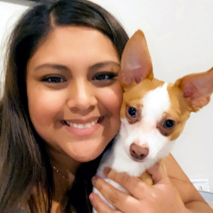 employee spotlight with Alexandra Loza-Alexandra with puppy