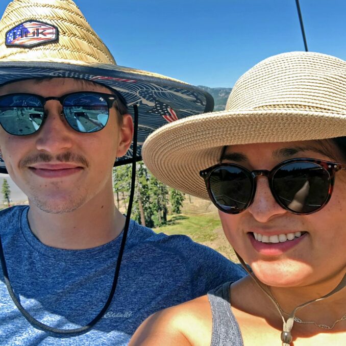 employee spotlight with Kendra Ireheta-Kendra and partner wearing big straw hats