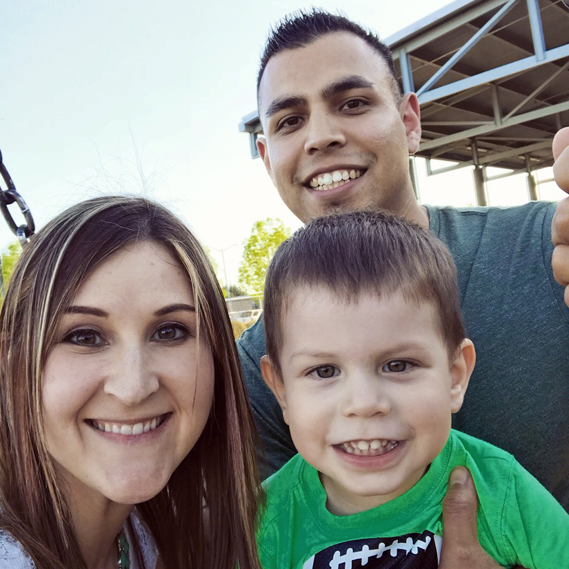 Eduardo Gomez family selfie with his wife and son