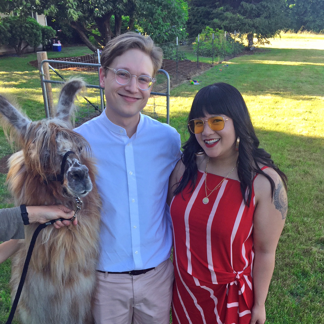 Jessica with her Boyfriend and a Llama