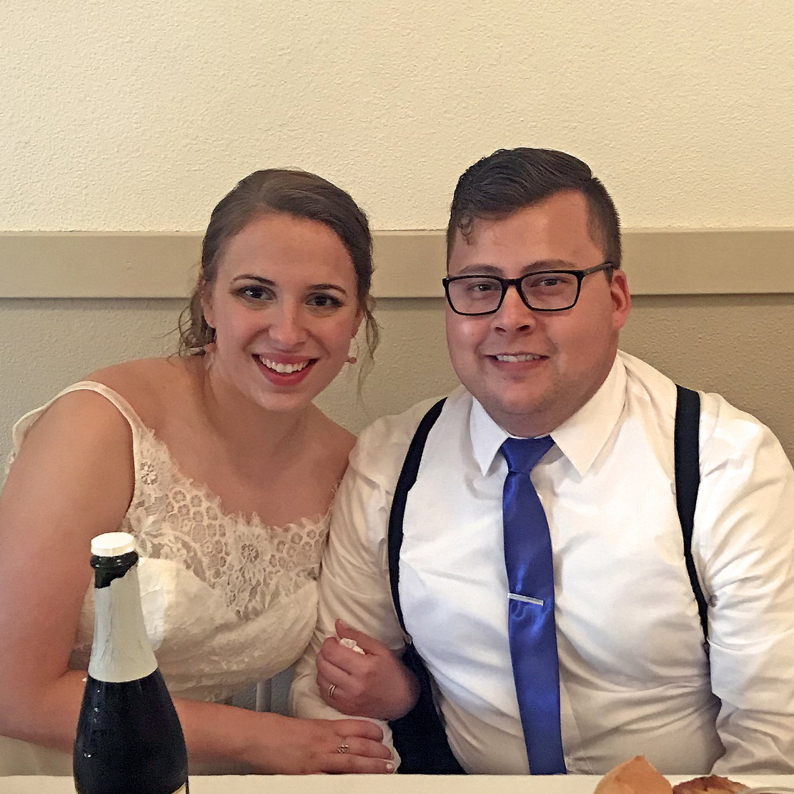 Jonathan Enriquez on his wedding day with his wife Janae