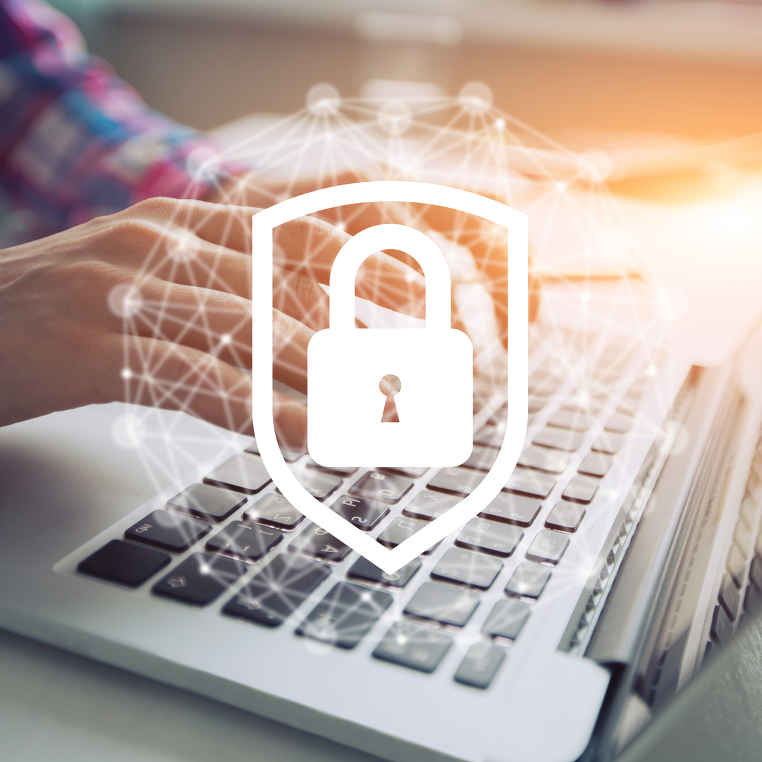 the onpoint guide to personal cybersecurity_laptop with lock graphic