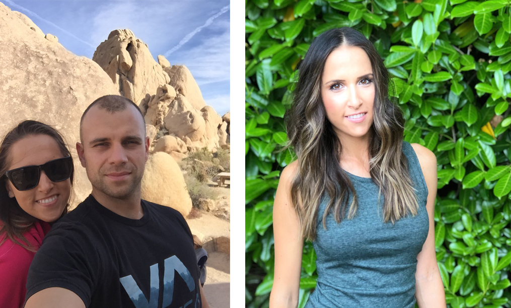 Katie on a mountain hike with her husband and professional photo