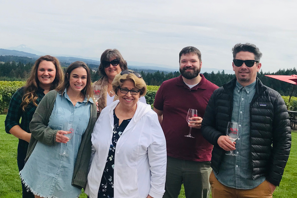 organizational effectiveness team at a oregon wine tasting