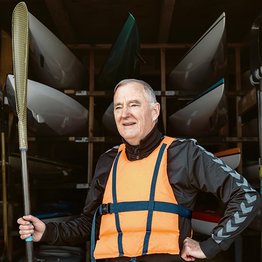 Retired man with kayak business