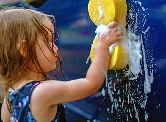 girl doing chores