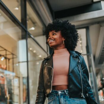 young woman out shopping in the city