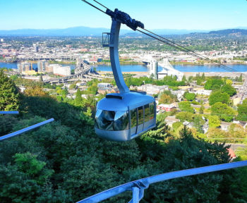 view of the OHSU Tram Portland Westside and Willamette River