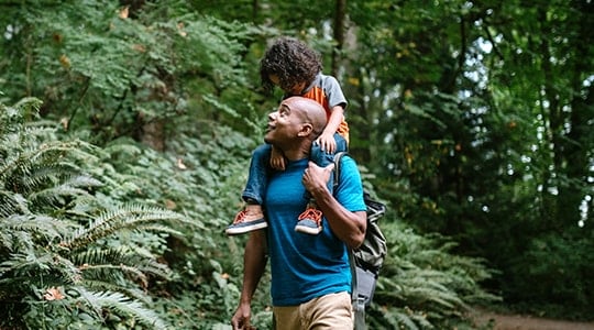 father and son hike