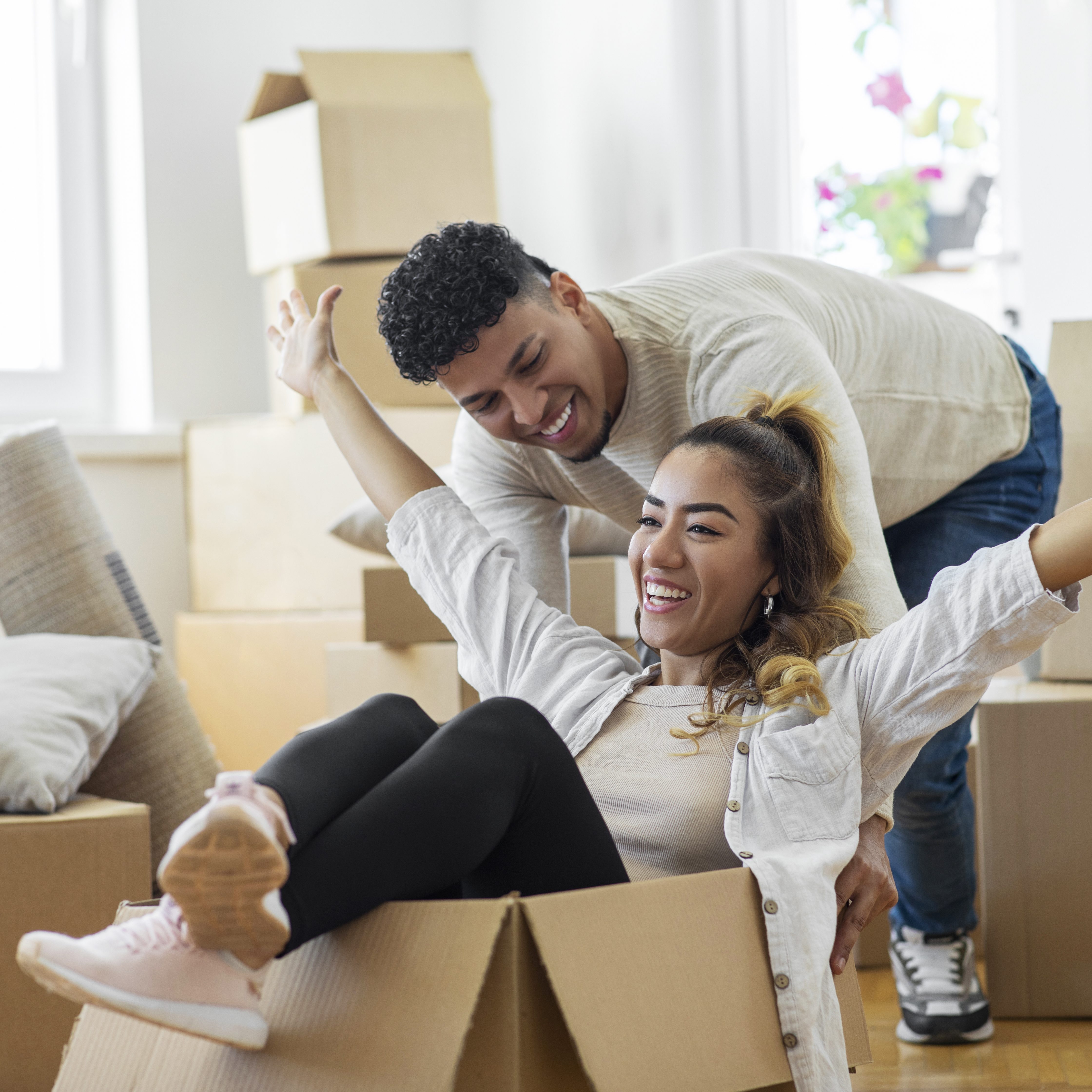 happy couple after refinancing